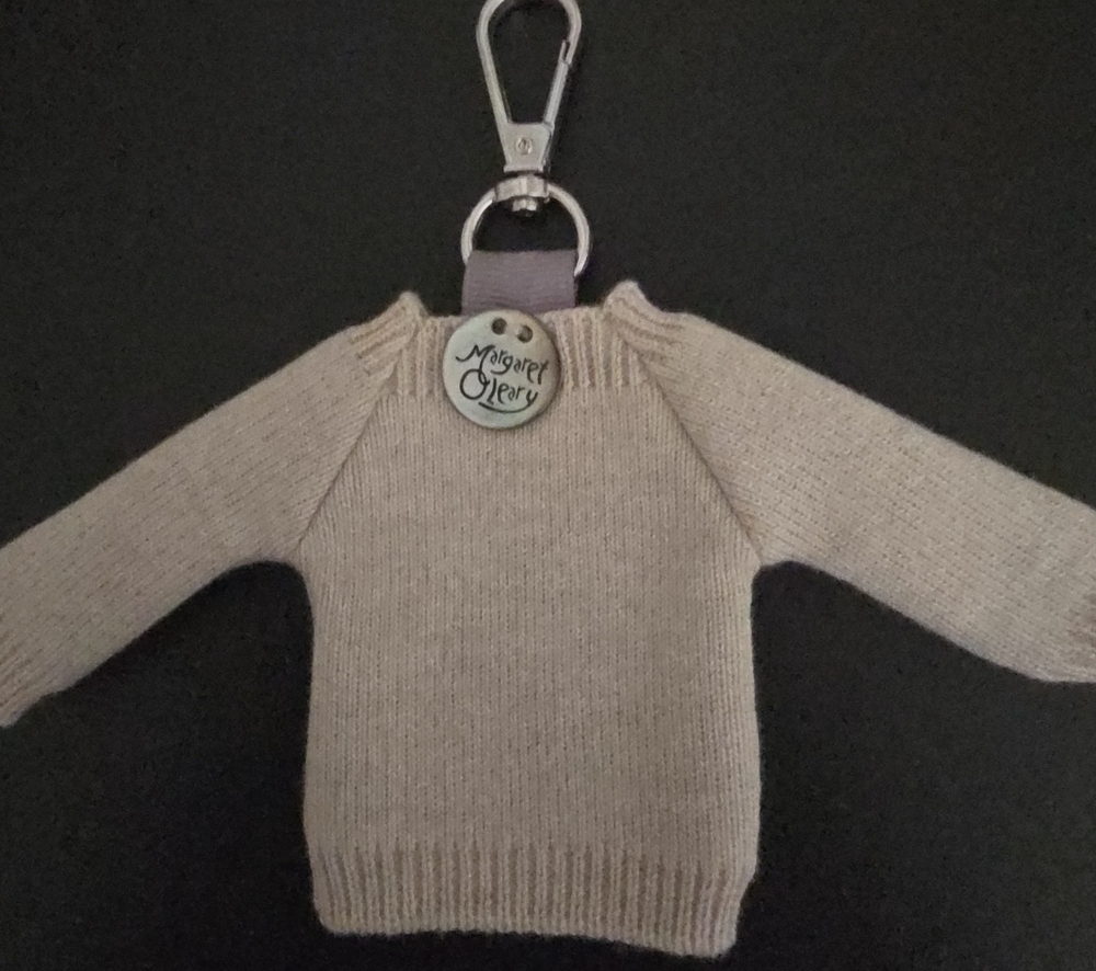 Margaret O'Leary Cream Mini Sweater Keychain with Branded Charm